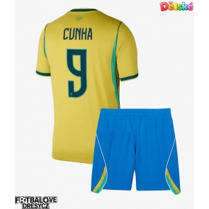 Brazílie Matheus Cunha #9 Dětské Domácí dres komplet MS 2026 Krátký Rukáv (+ trenýrky)
